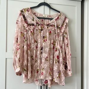 Kate Spade pink floral silk sheer blouse